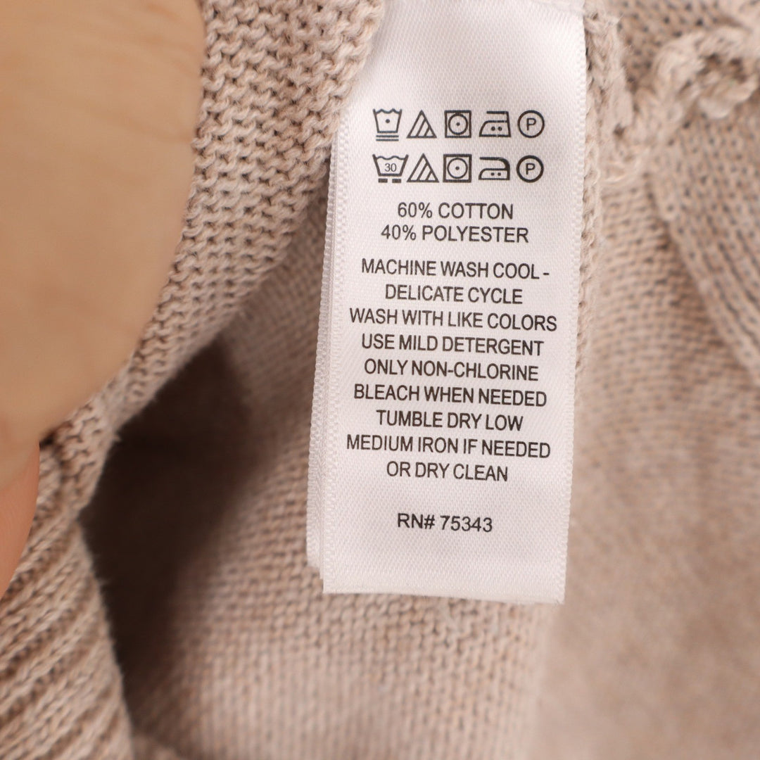 Tahari Women's Cowl Neck Color block Tunic Sweater Tan Cream Size L