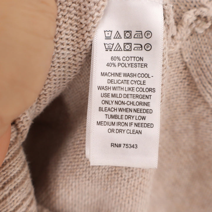 Tahari Women's Cowl Neck Color block Tunic Sweater Tan Cream Size L