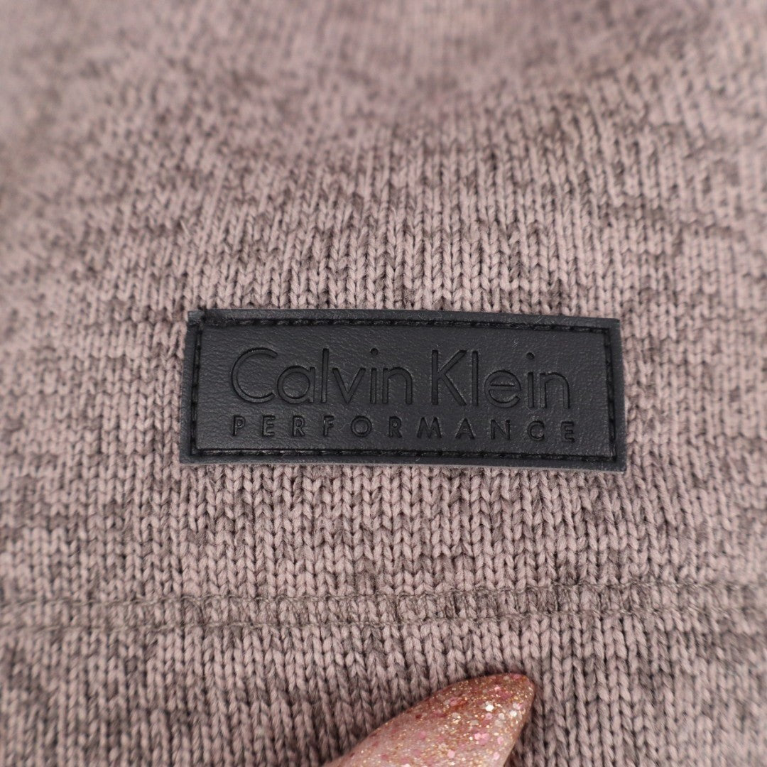 Calvin Klein Performance Jacket Womens M Plum Knit Full Zip Fleece Lined Hooded