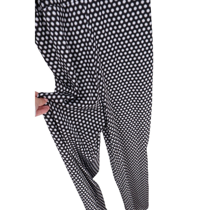 MARGOT JOSEPH Black White Polka Dot Lace Trim Jumpsuit Wide Leg L