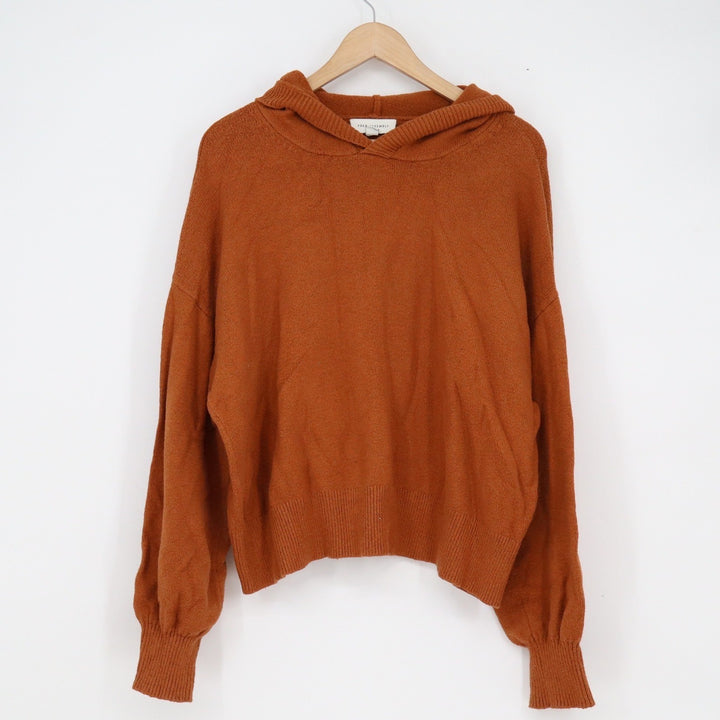 Free Assembly Womens XL Brown Knit Hoodie Sweater Balloon Sleeve