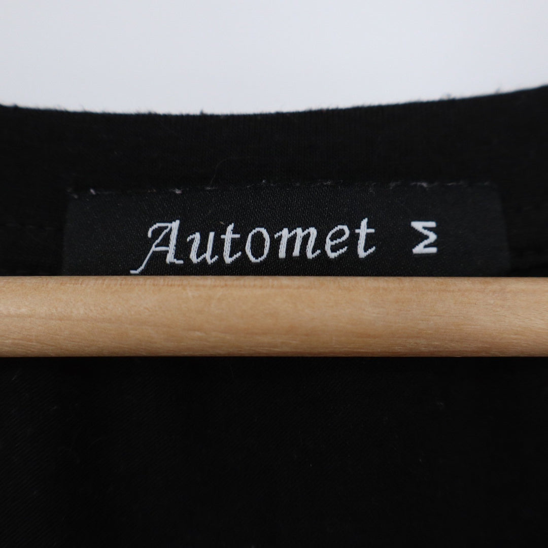 Automet Womens Black V-Neck Short Sleeve T-Shirt Size M Stretch Basic