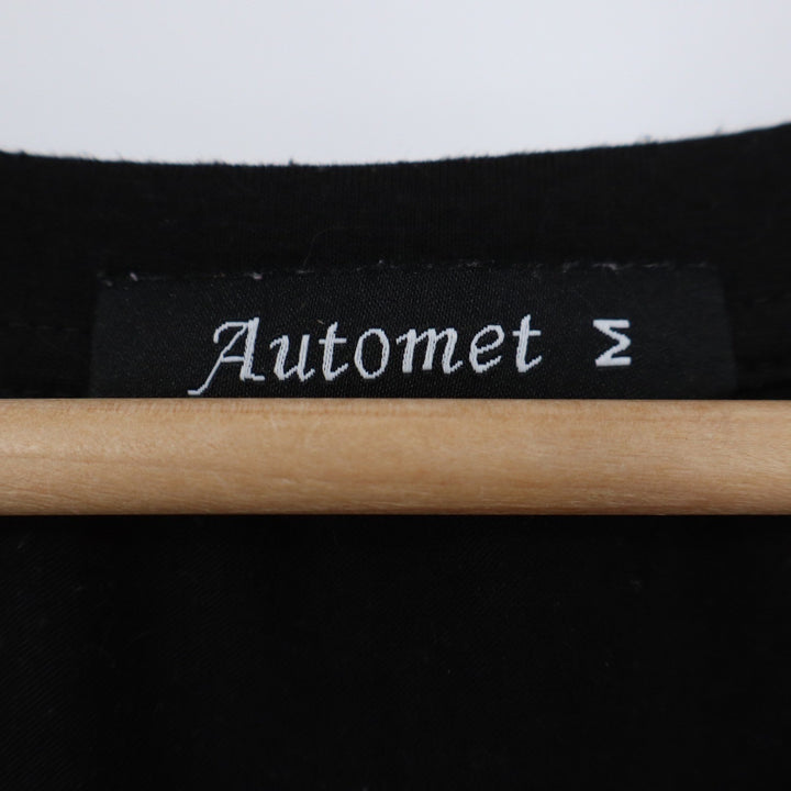 Automet Womens Black V-Neck Short Sleeve T-Shirt Size M Stretch Basic