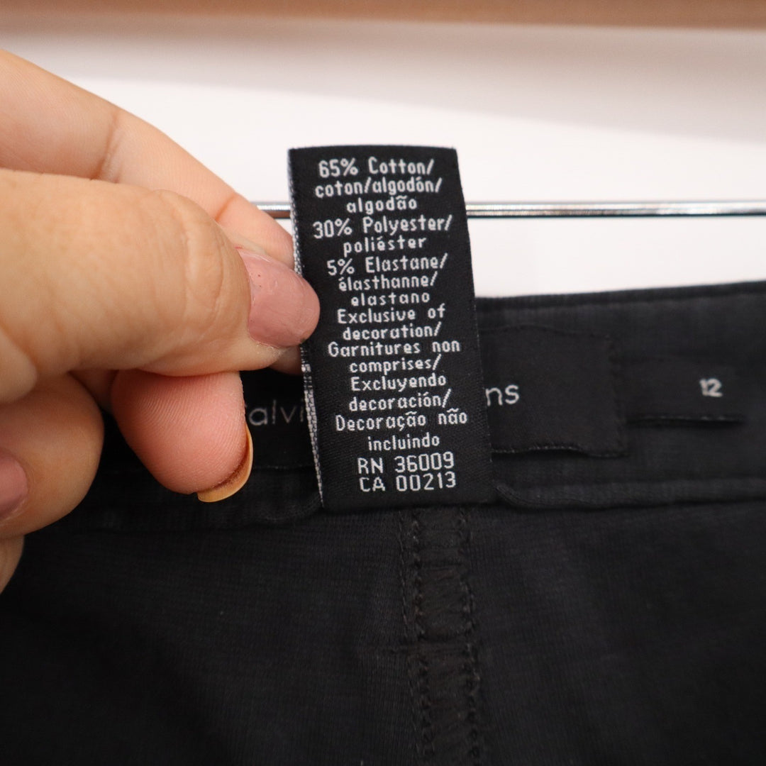 Calvin Klein Jeans Womens Size 12 Black Skinny Stretch Pants Mid Rise 5-Pocket
