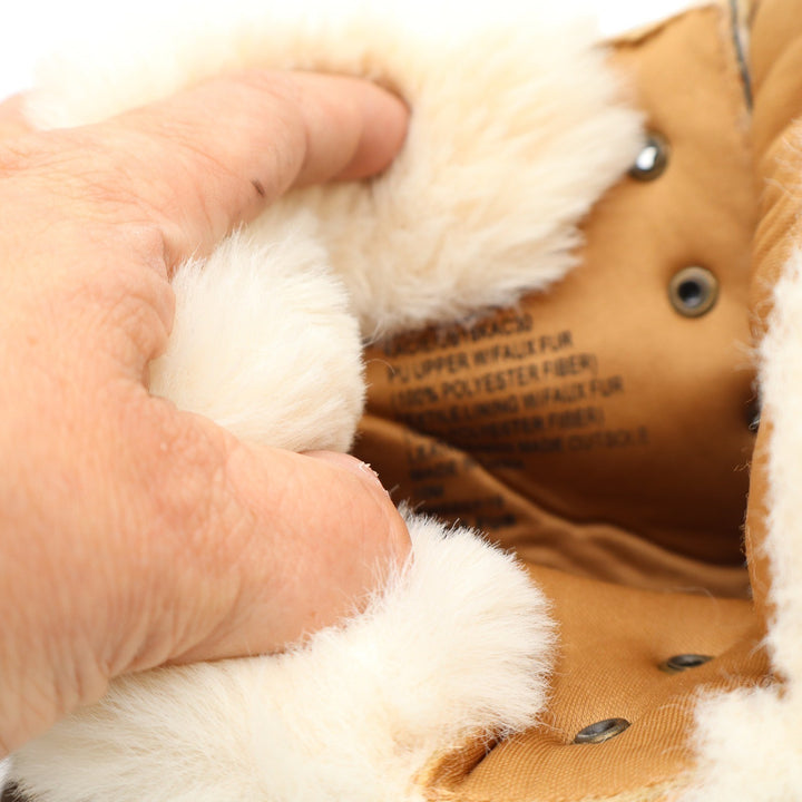 Unionbay Womens Tan Faux Fur Trim Hiker Ankle Boots Lug Sole Size 10