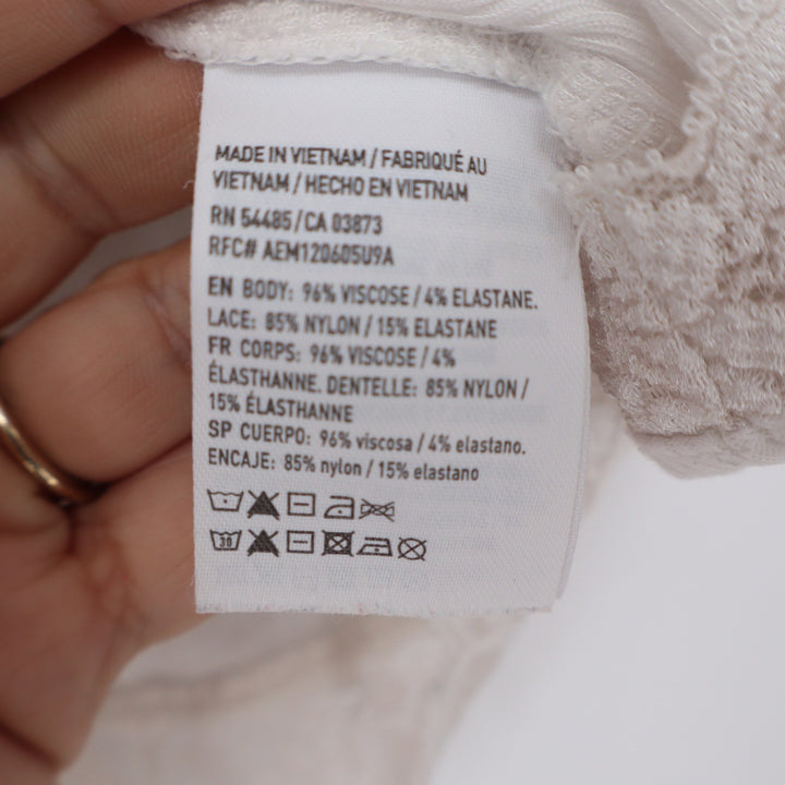 American Eagle Soft Sexy Rib Lace Trim Camisole Cream White XS