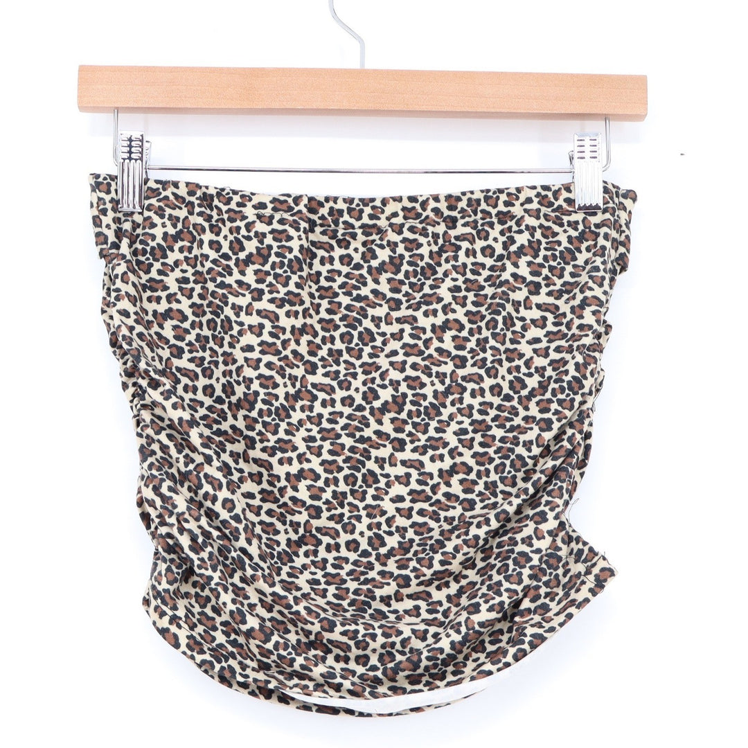 Jolie & Joy Leopard Print Tube Top Womens Medium Ruched Strapless