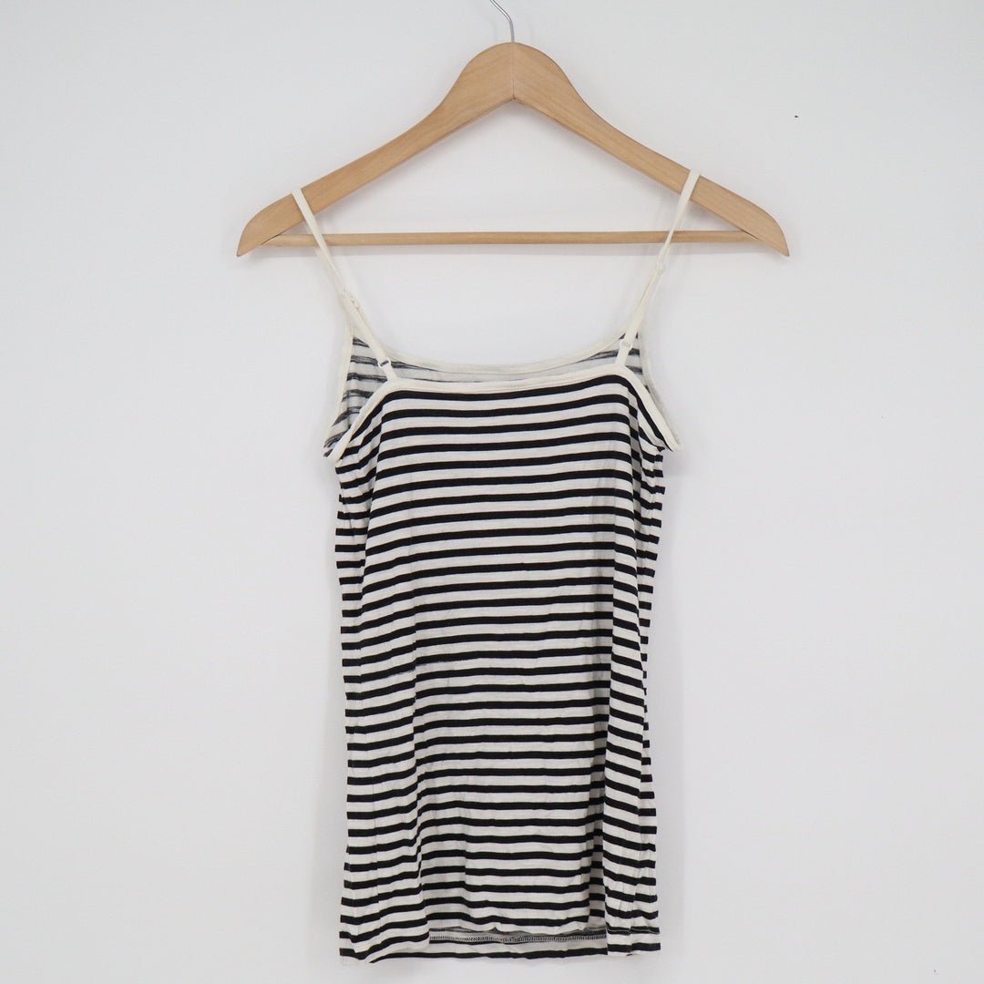 Ann Taylor LOFT Striped Camisole Tank Top Black White XS Adjustable Straps