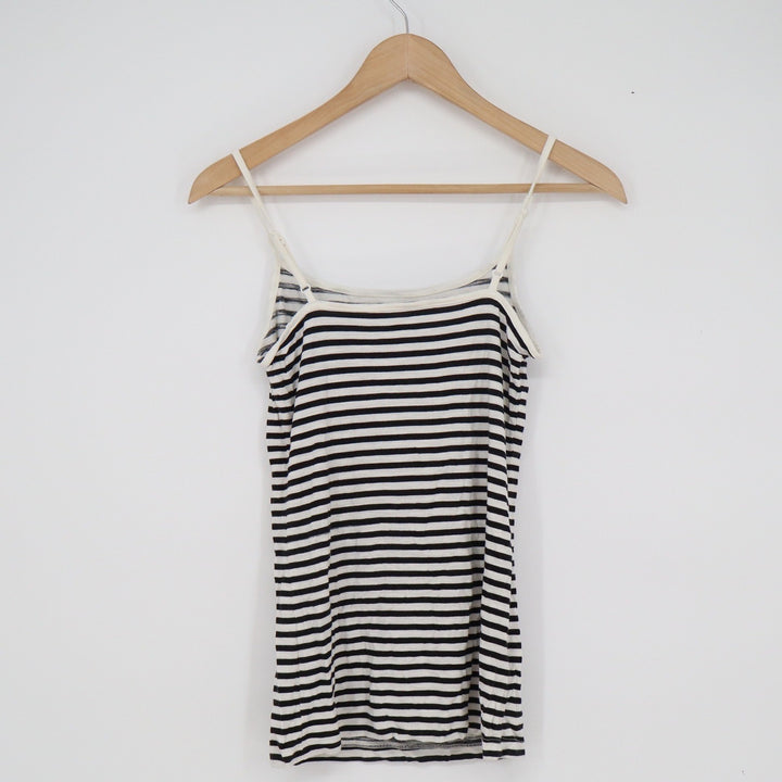 Ann Taylor LOFT Striped Camisole Tank Top Black White XS Adjustable Straps