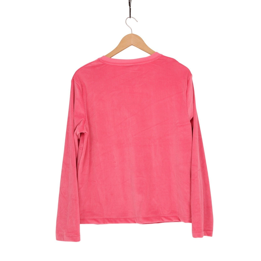 Roudelain 2-PC Pajamas Set Womens M Pink Stretch Fleece Sleepwear Henley Neck