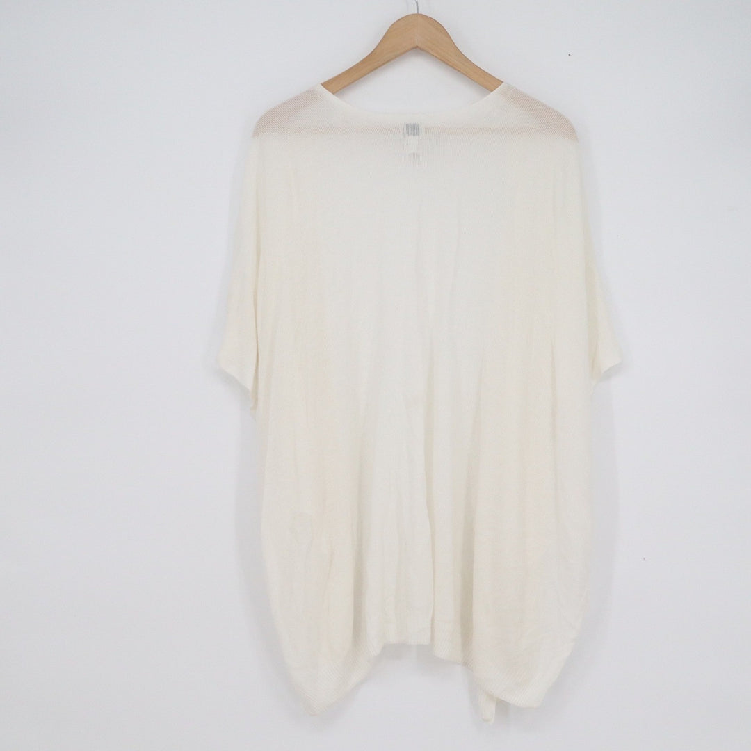 A New Day Womens White Open Front Short Sleeve Knit Cardigan