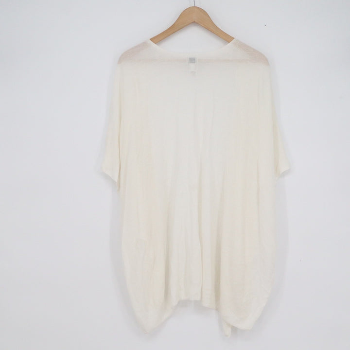 A New Day Womens White Open Front Short Sleeve Knit Cardigan
