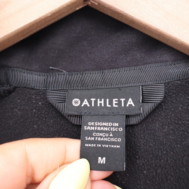 Athleta Triumph Hoodie Black Full Zip Sweatshirt Thumbholes Size M