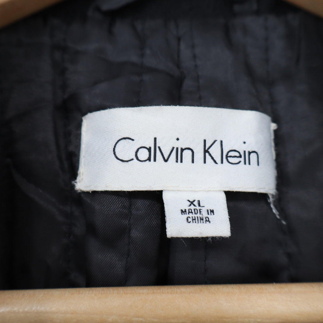 Calvin Klein Wool Pea Coat Mens XL Double Breasted Black Heavy Outerwear