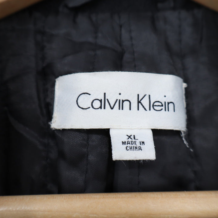 Calvin Klein Wool Pea Coat Mens XL Double Breasted Black Heavy Outerwear