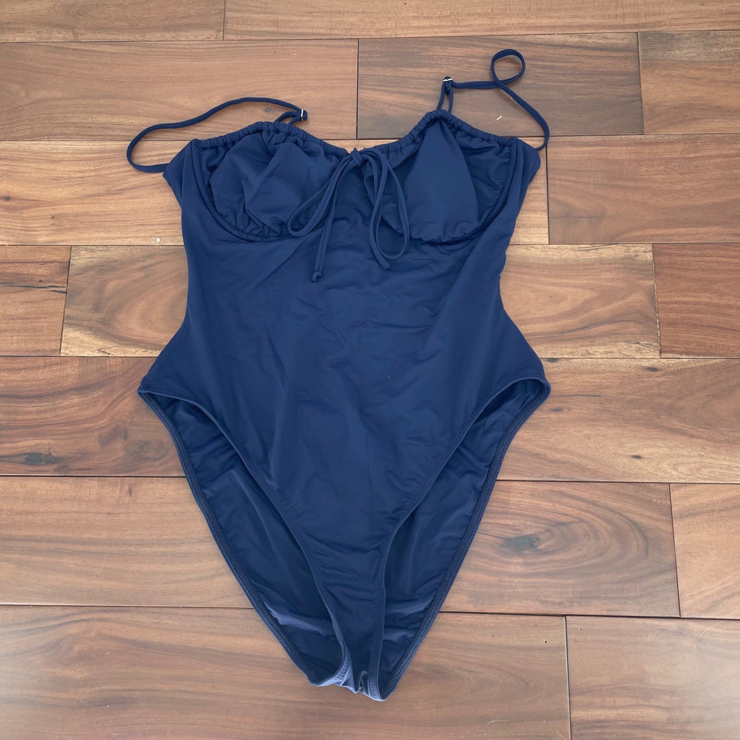 Lulus Sweet Dive Navy Backless Underwire One-Piece Swimsuit Size XL
