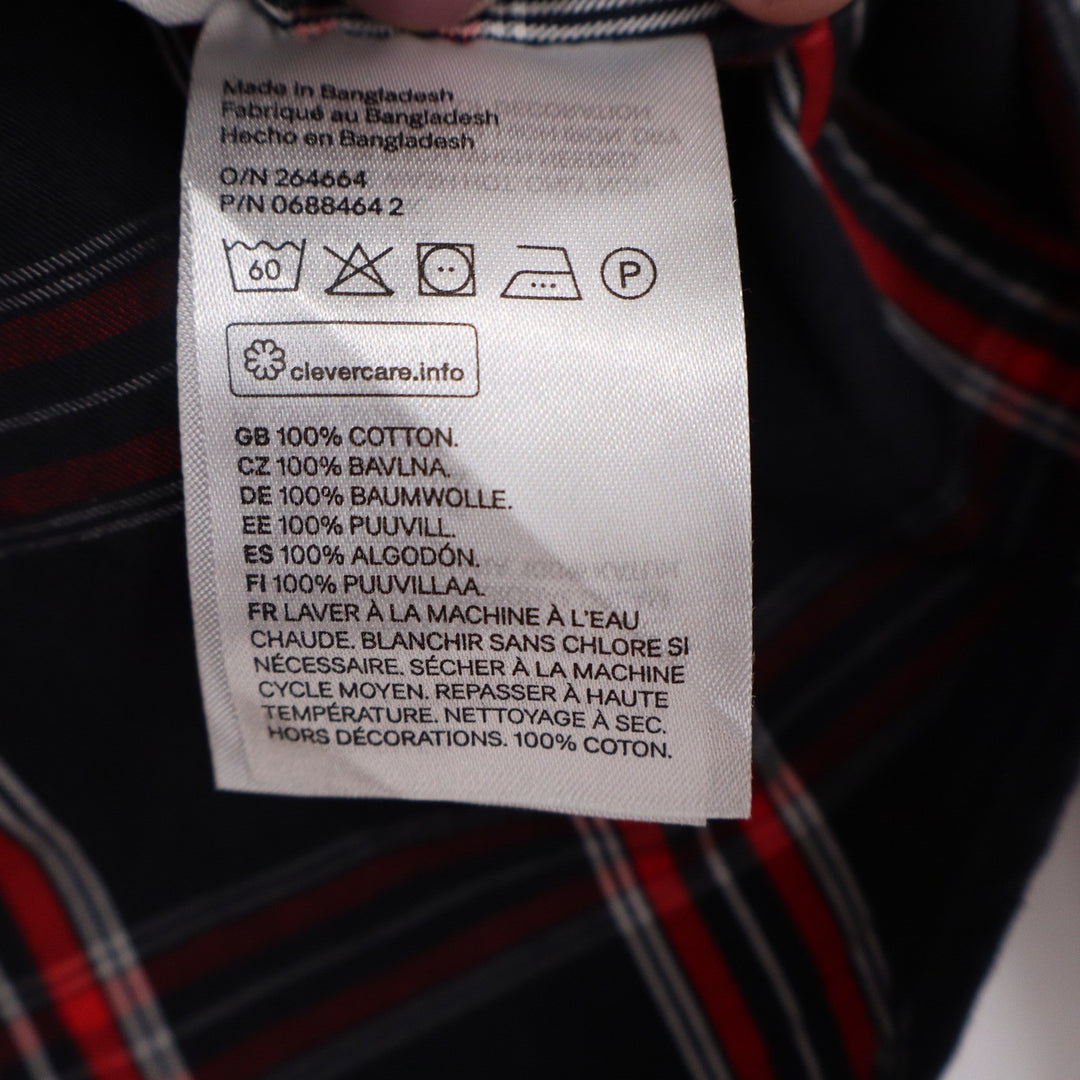HM LOGG Boys Plaid Button Down Shirt Black Red White Size 12