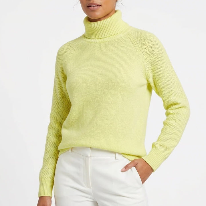 LOFT Womens Neon Yellow Turtleneck Raglan Sleeve Knit Sweater Size L