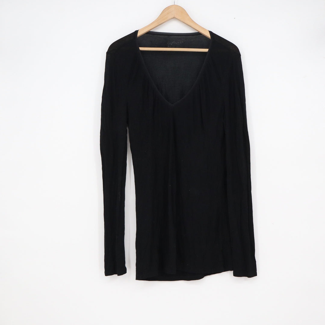 GapBody Womens Black Modal Blend V-Neck Long Sleeve Top Size L