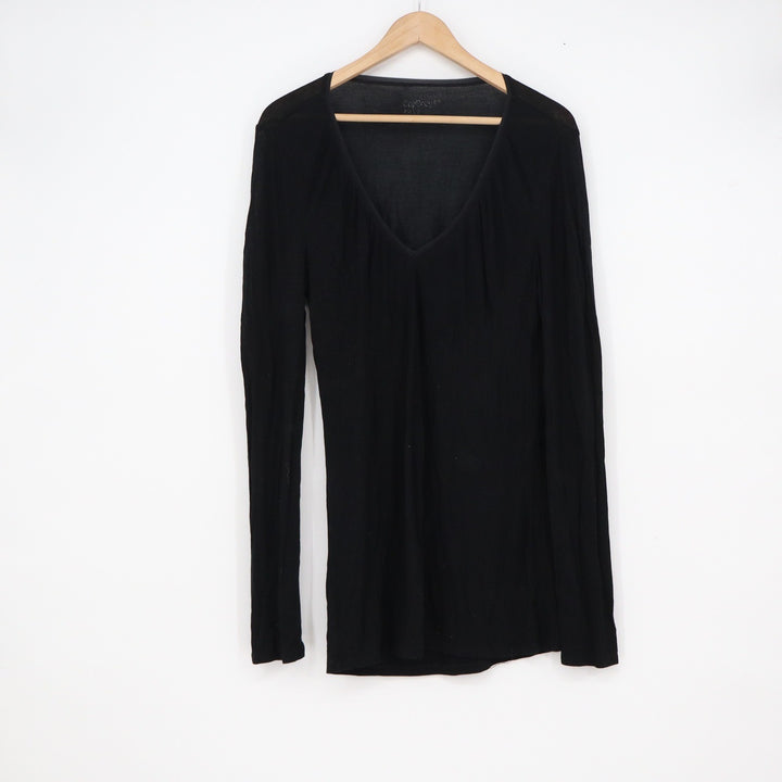 GapBody Womens Black Modal Blend V-Neck Long Sleeve Top Size L