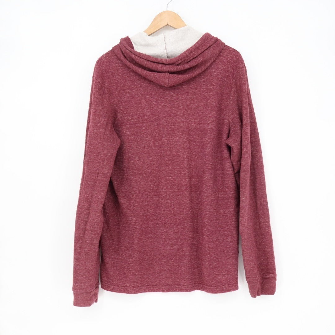RVCA Hoodie Men's Large Heather Red Cotton Long Sleeve Drawstring Outdoor Wear