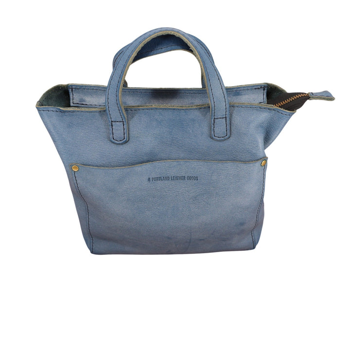 Portland Leather Goods Blue Mini Crossbody Tote Bag Full Grain Leather