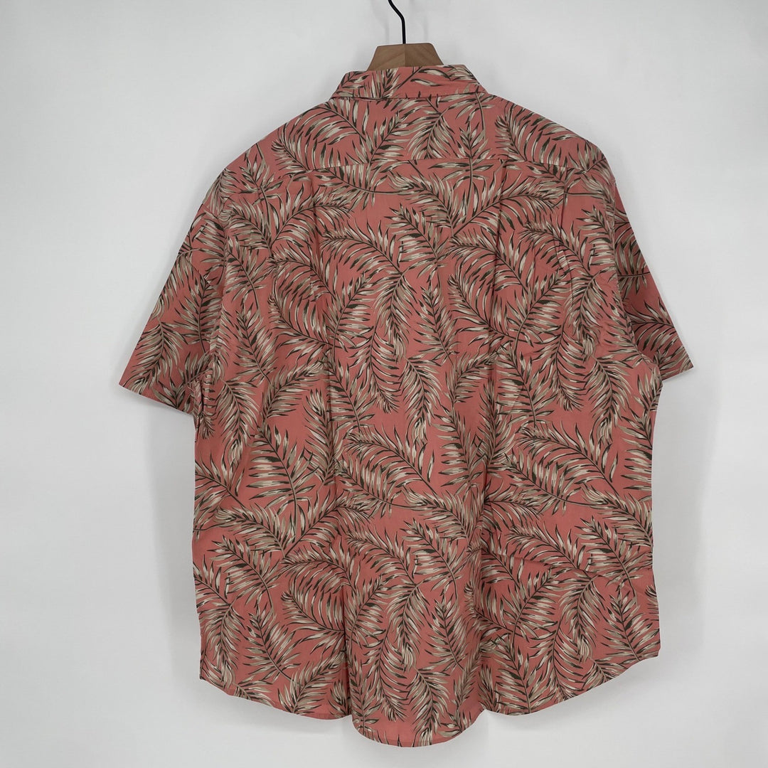 Jachs NY Men's Red Palm Leaf Print Short Sleeve Button Up Shirt Size 2XL