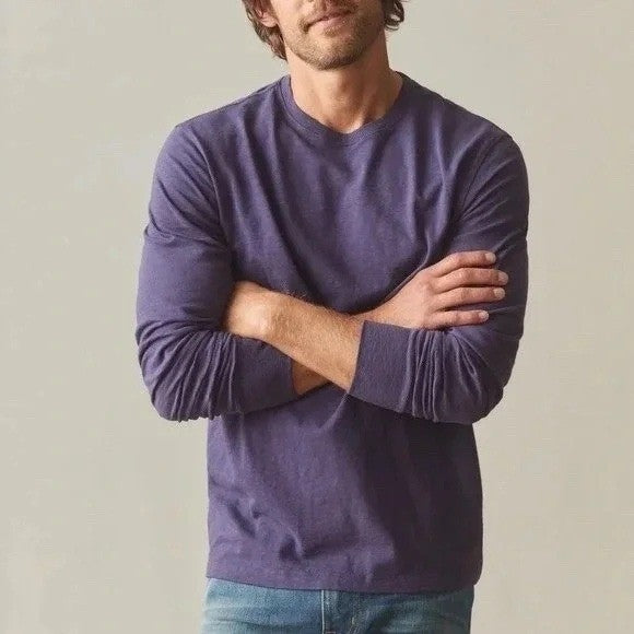 American Giant Premium Slub T-Shirt Mens Large Purple Cotton Knitted Crew Neck