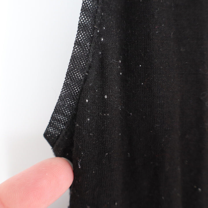 LOFT Black Scoop Neck Tank Top with Mesh Trim XS Sleeveless Rayon Spandex