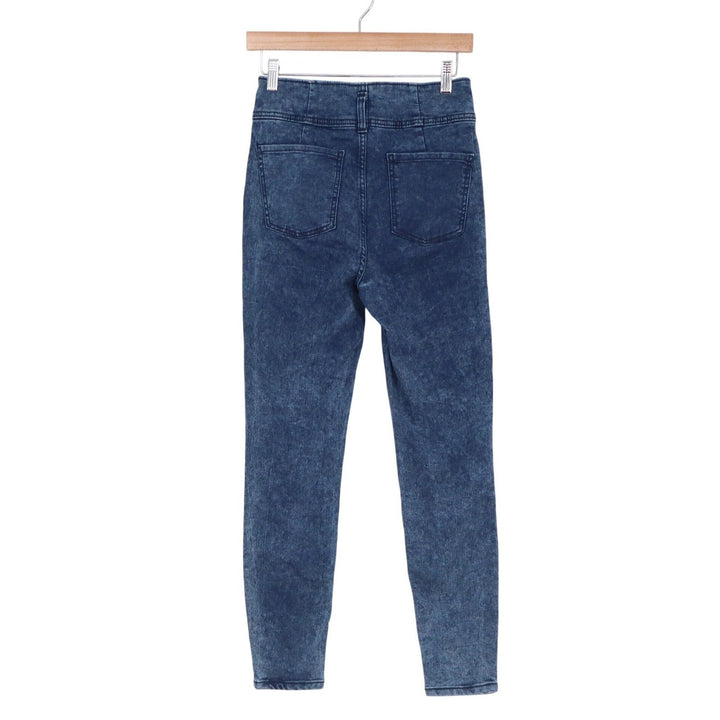 No Boundaries Womens Size 9 High Rise Acid Wash Skinny Jeans Double Button Blue