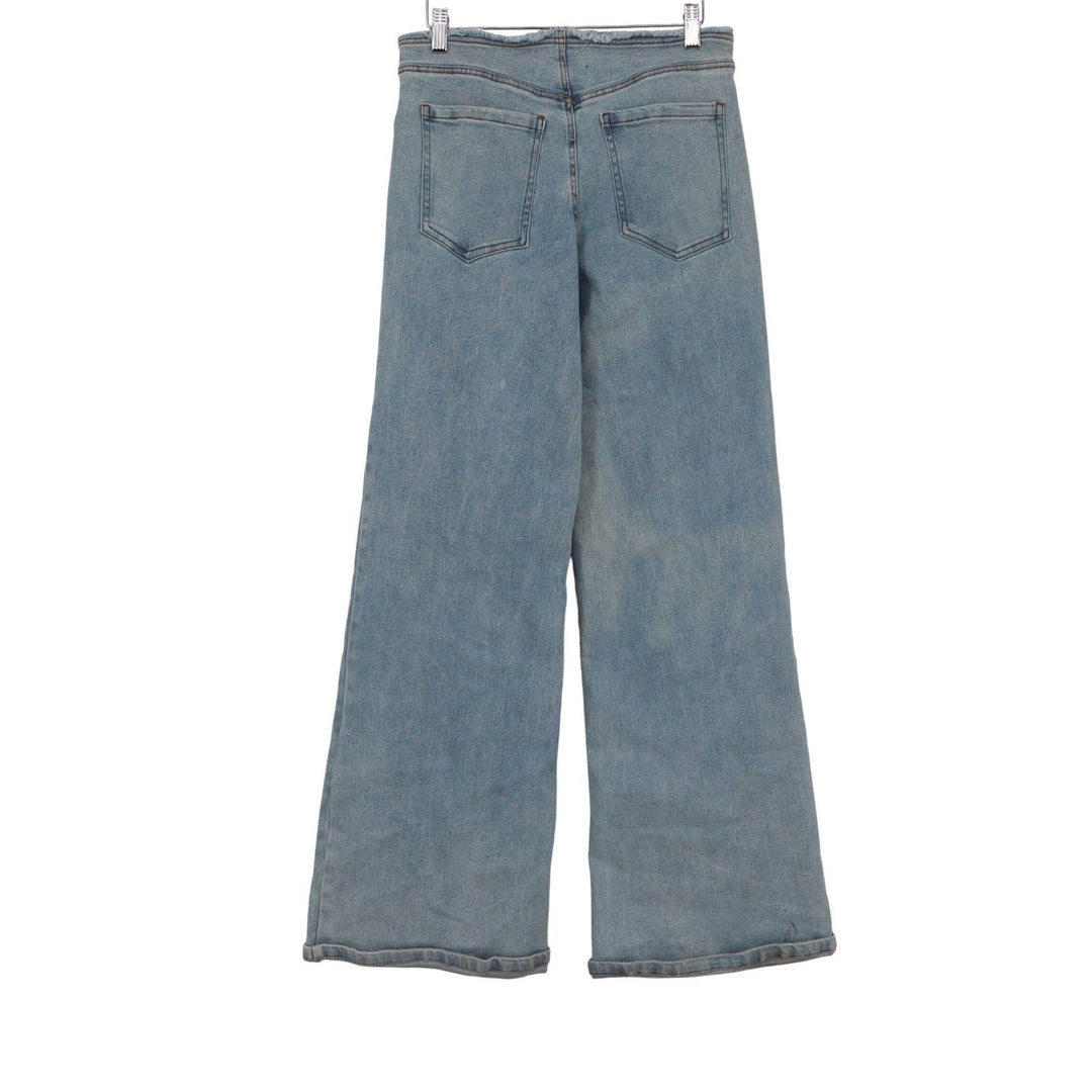 Fashion Nova Light Wash Wide Leg Jeans Raw Frayed Waist Blue Size 7