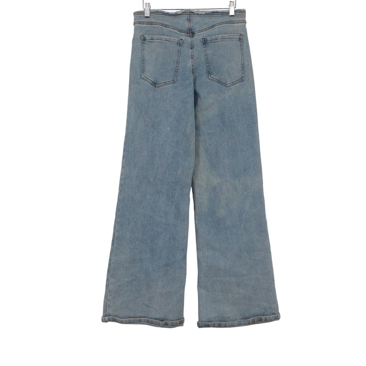 Fashion Nova Light Wash Wide Leg Jeans Raw Frayed Waist Blue Size 7