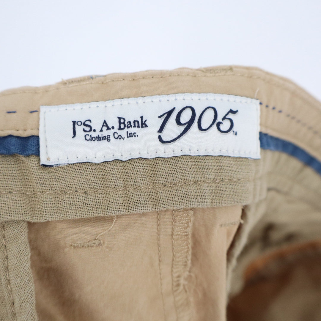 Jos A Bank 1905 Mens Khaki Chino Shorts Size 36 Regular Stretch Cotton Tan Solid
