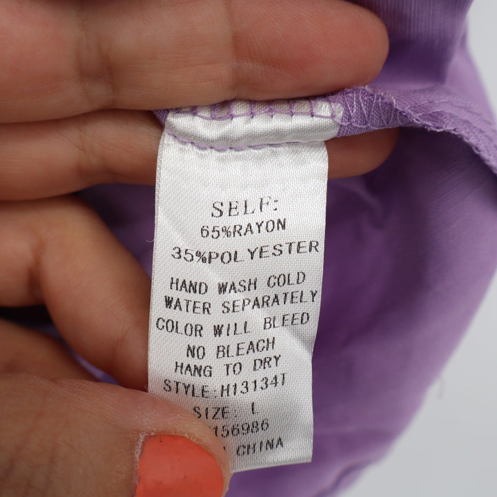 Idem Ditto Puff Sleeve Peplum Top Lavender Purple V-Neck Smocked Back Large