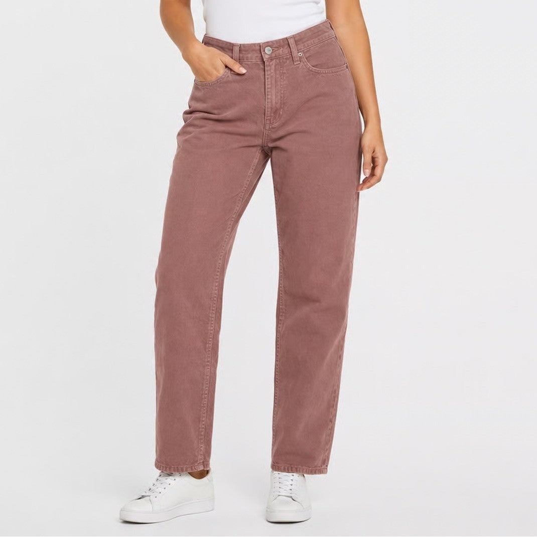 Old Navy OG Straight High-Rise Corduroy Pants Dusty Rose Mauve 8 Petite