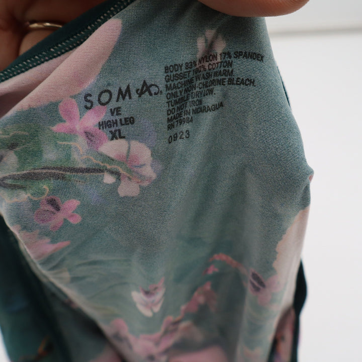 Soma Vanishing Edge Micro High Leg Panties XL Drama Blooms Mini Forest Floral