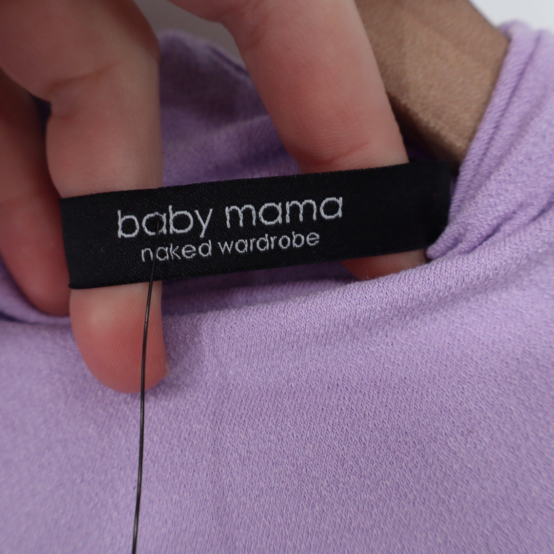 Naked Wardrobe Baby Mama Lavender Mock Neck Sleeveless Romper Small