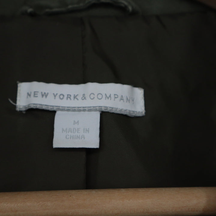 New York & Company Olive Green Utility Military Jacket Cotton Size M