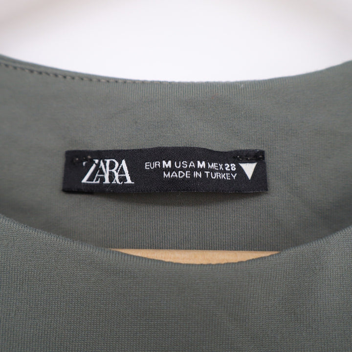 Zara Womens Racerback High Neck Sleeveless Bodysuit Olive Green Size M