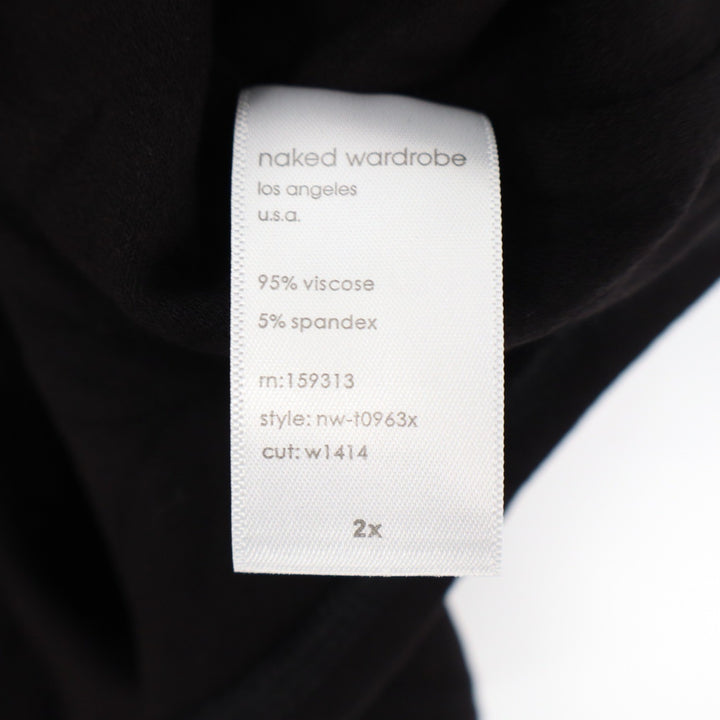 Naked Wardrobe Mens 2X Black Mock Neck Sleeveless Cutout Top