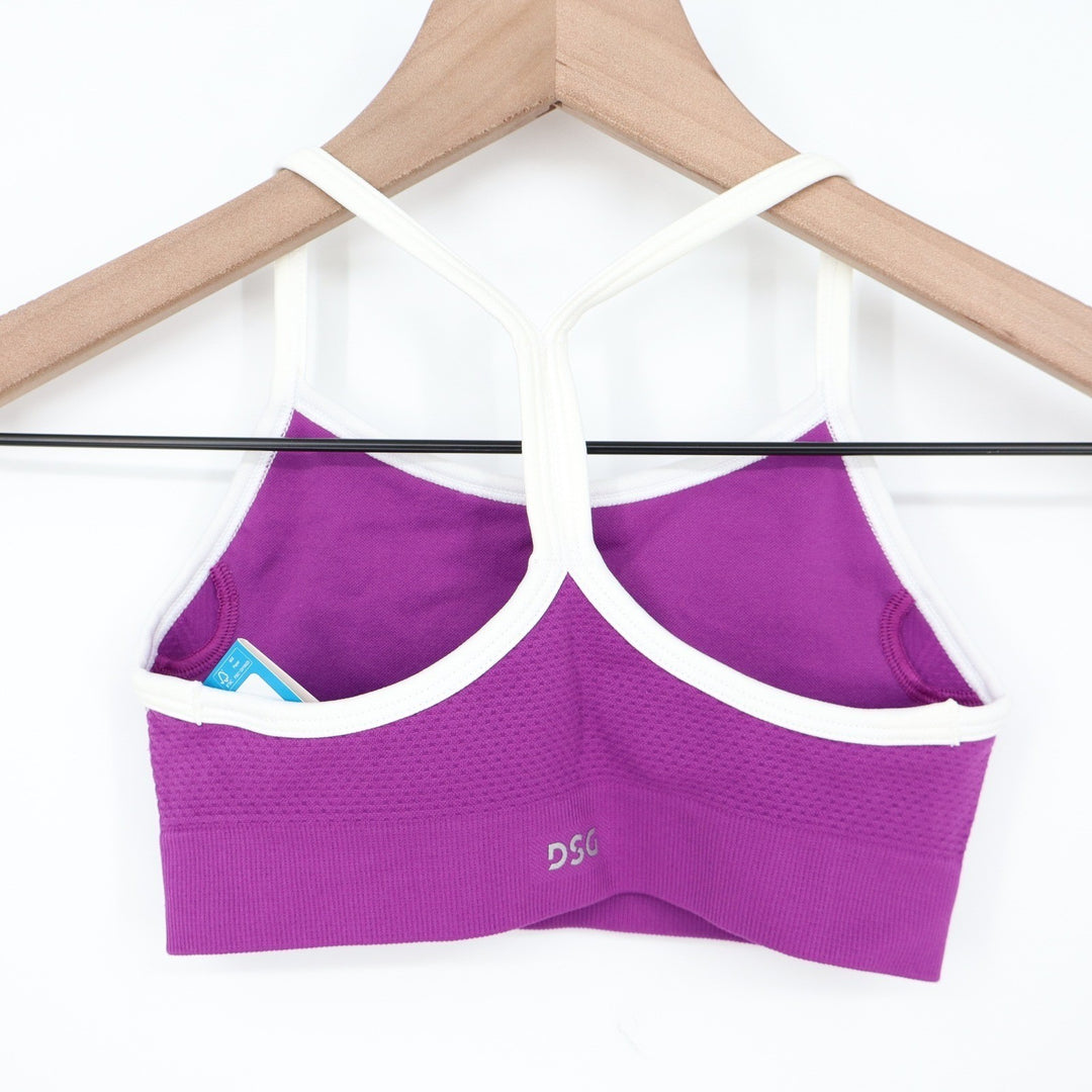 DSG Girls Momentum Seamless Sports Bra Vibrant Violet White Size S 8-9