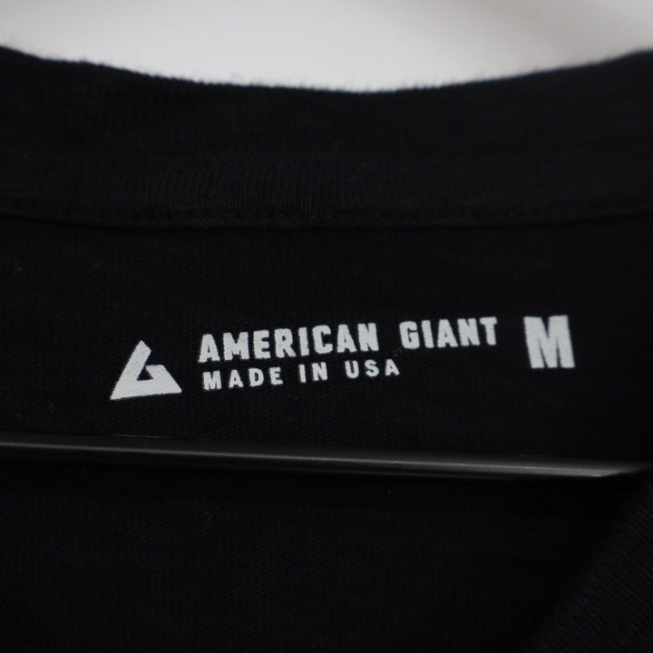 AMERICAN GIANT Mens Black V Neck T Shirt Made in USA Size Medium Basic Tee