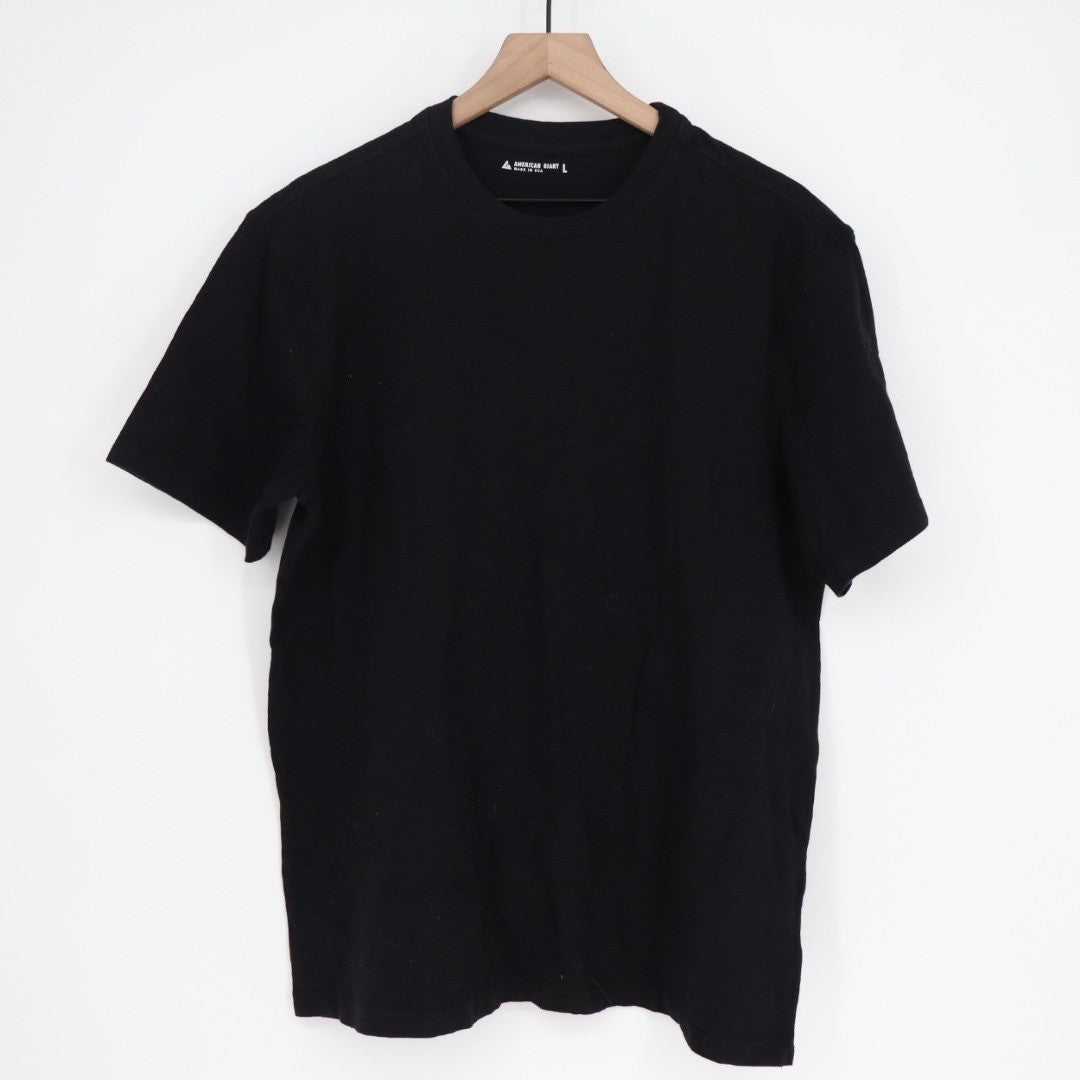 American Giant Black Crew Neck T Shirt Size L Made in USA Cotton Soft Basic Tee