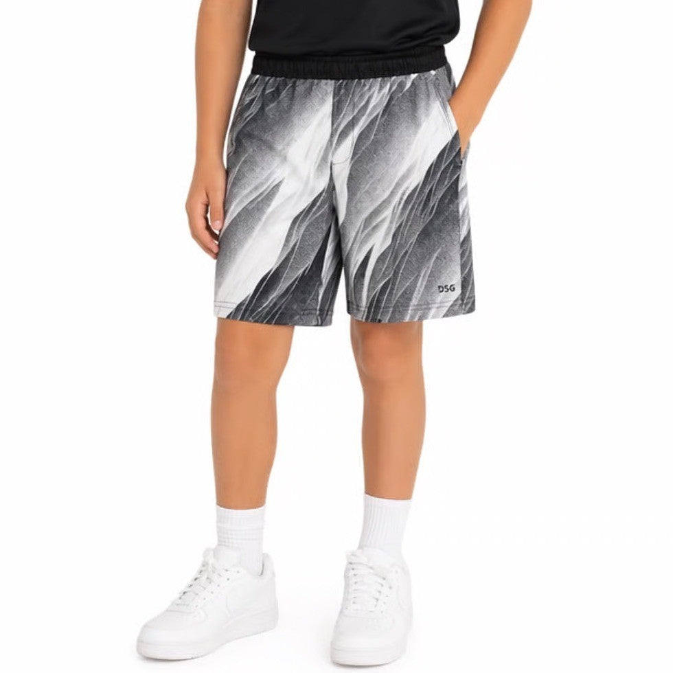 DSG Boys Agility Short Print Pure White AI Formation Athletic Shorts M 10-12 NEW