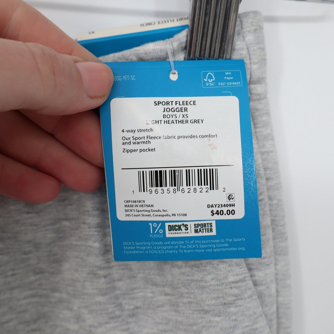 DSG Boys Sport Fleece Jogger Pants Light Heather Grey XS 6-7 NEW