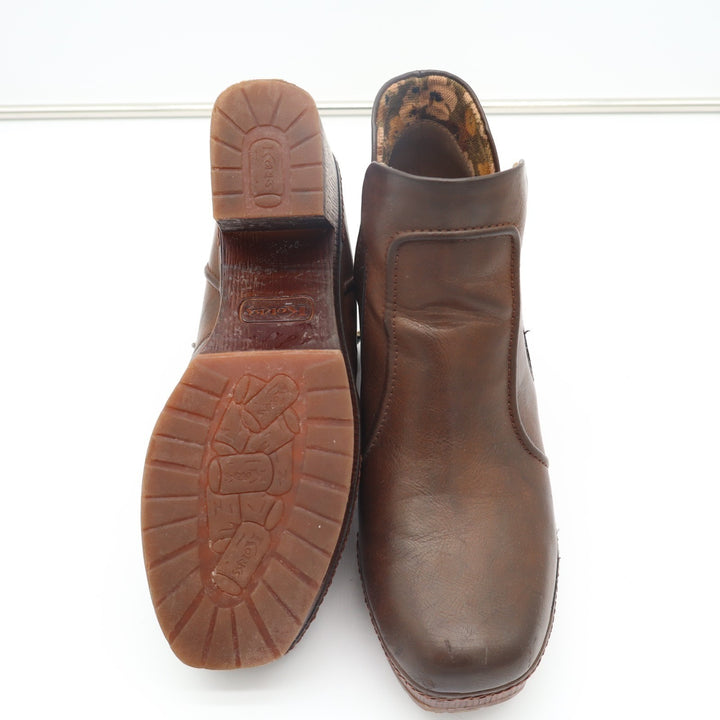 Korks Bootie Women 9.5M Brown Round Neck Block Heel Pull On Platform Ankle Boots