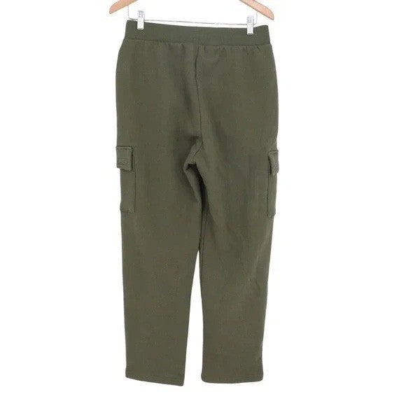 American Giant Sweatpants Womens Small Green Cotton Cargo Pockets Fleece Lined