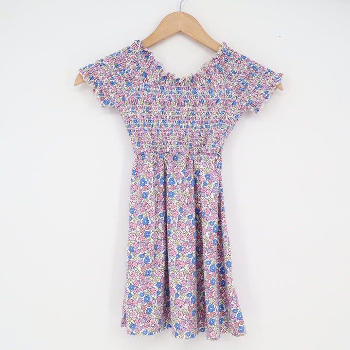 Paisley Lane Girls Floral Smocked Bodice Dress Size 6 Pink Blue Yellow