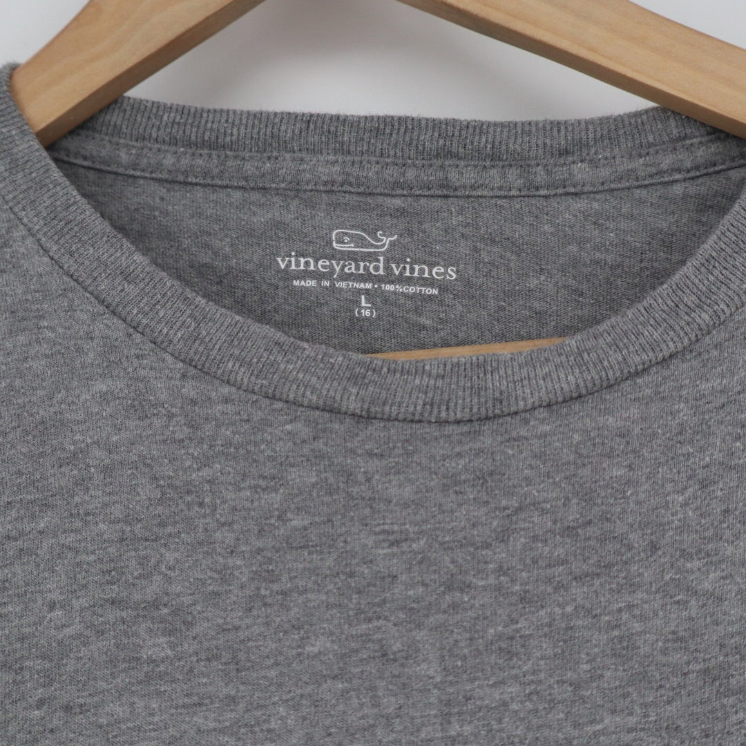 Vineyard Vines Boys Gray Christmas Lights Whale Long Sleeve T-Shirt Size L 16