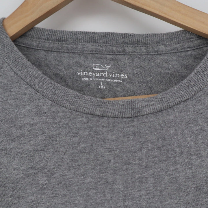 Vineyard Vines Boys Gray Christmas Lights Whale Long Sleeve T-Shirt Size L 16